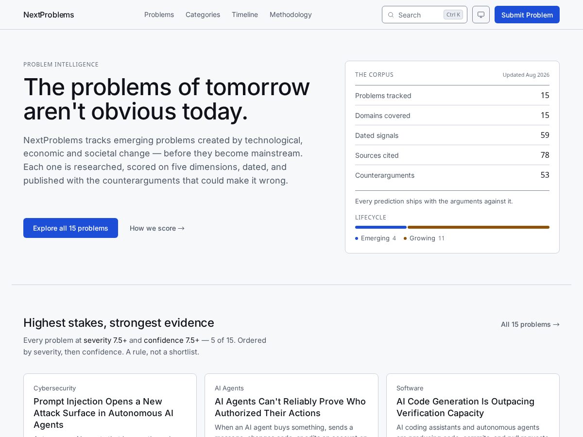 Landing-page snapshot of nextproblems.com
