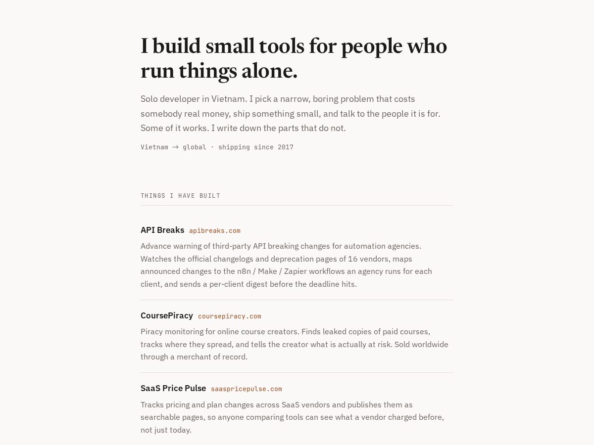 Landing-page snapshot of nhattranbuilds.com