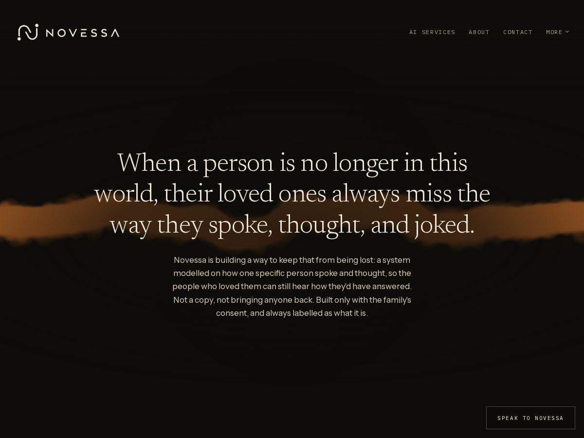 Landing-page snapshot of novessa.tech