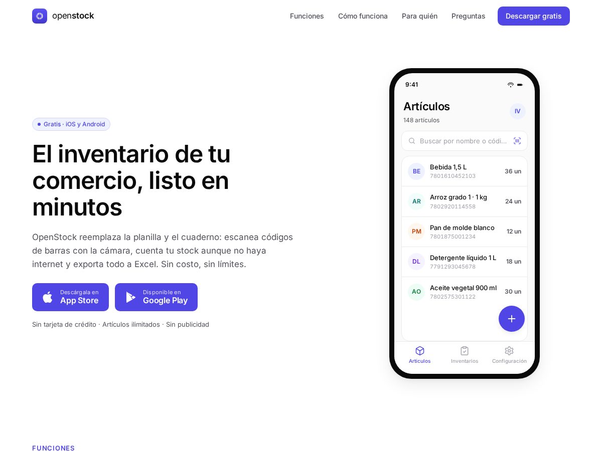Landing-page snapshot of openstock.pro