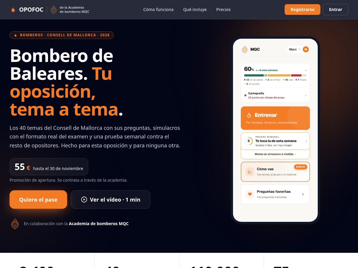 Landing-page snapshot of opofoc.com