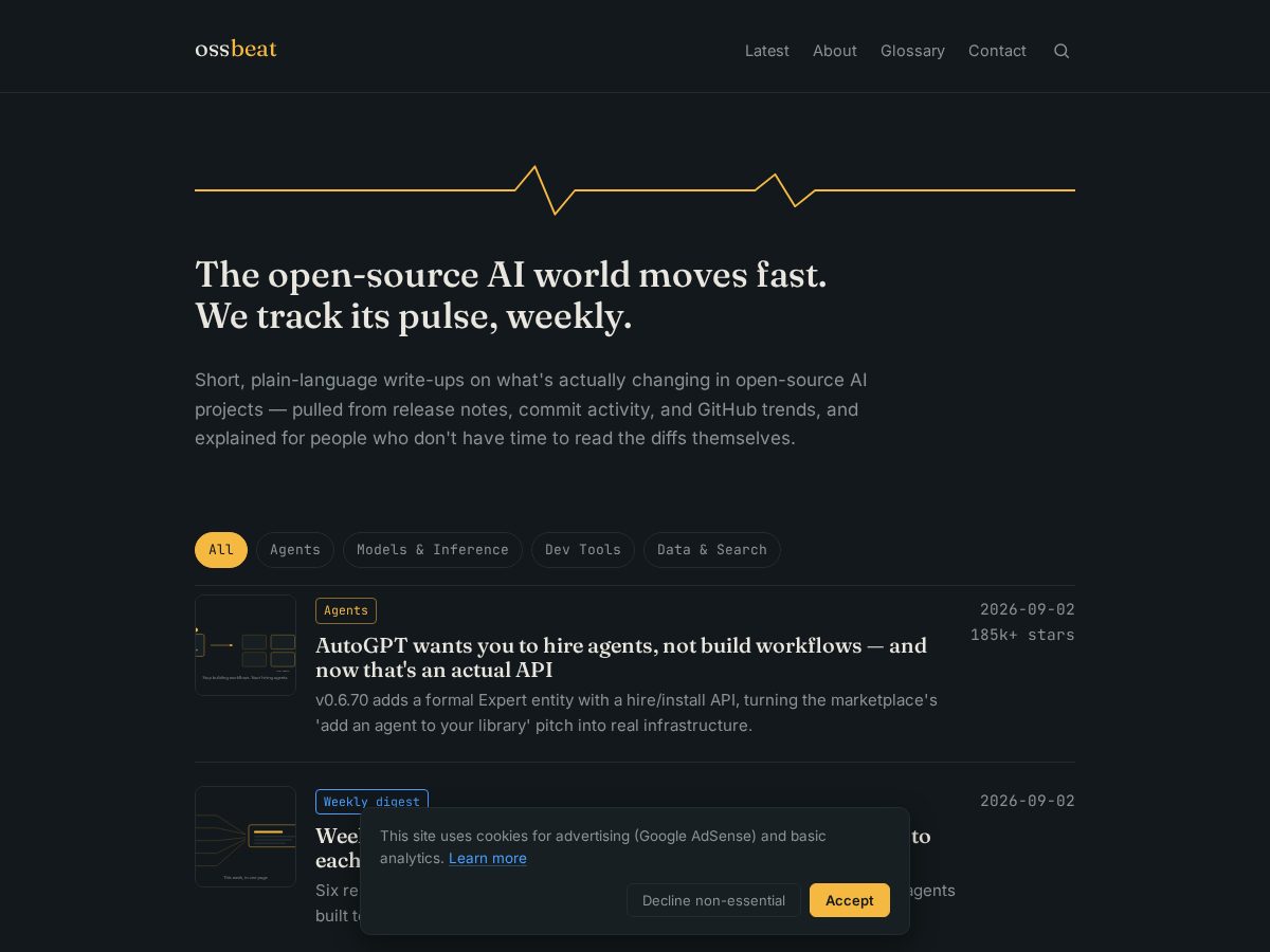 Landing-page snapshot of ossbeat.com