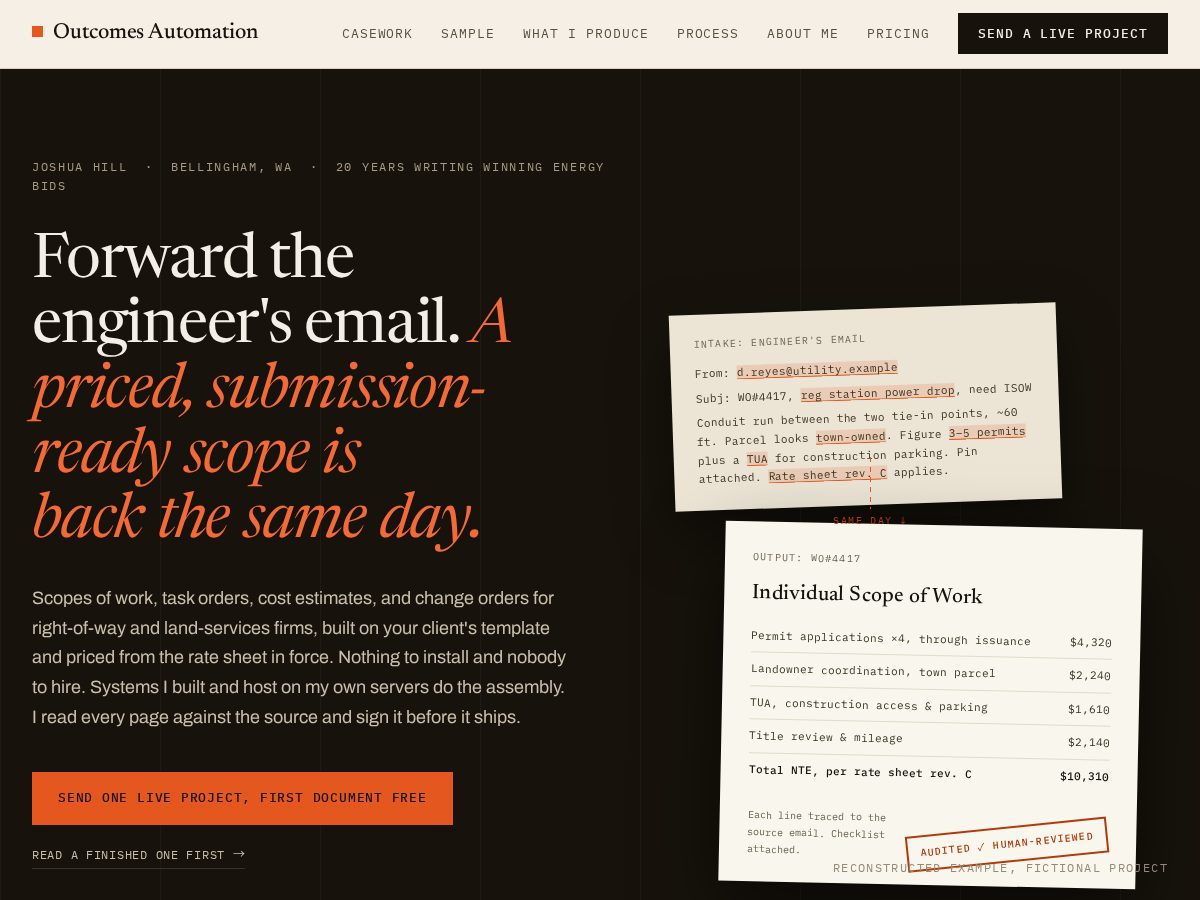 Landing-page snapshot of outcomesautomation.com