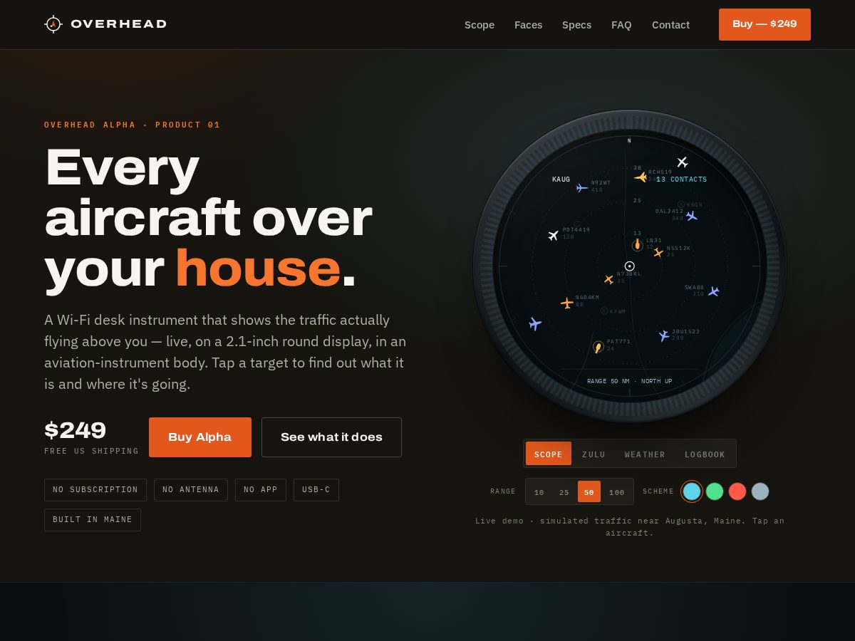 Landing-page snapshot of overheadworks.com