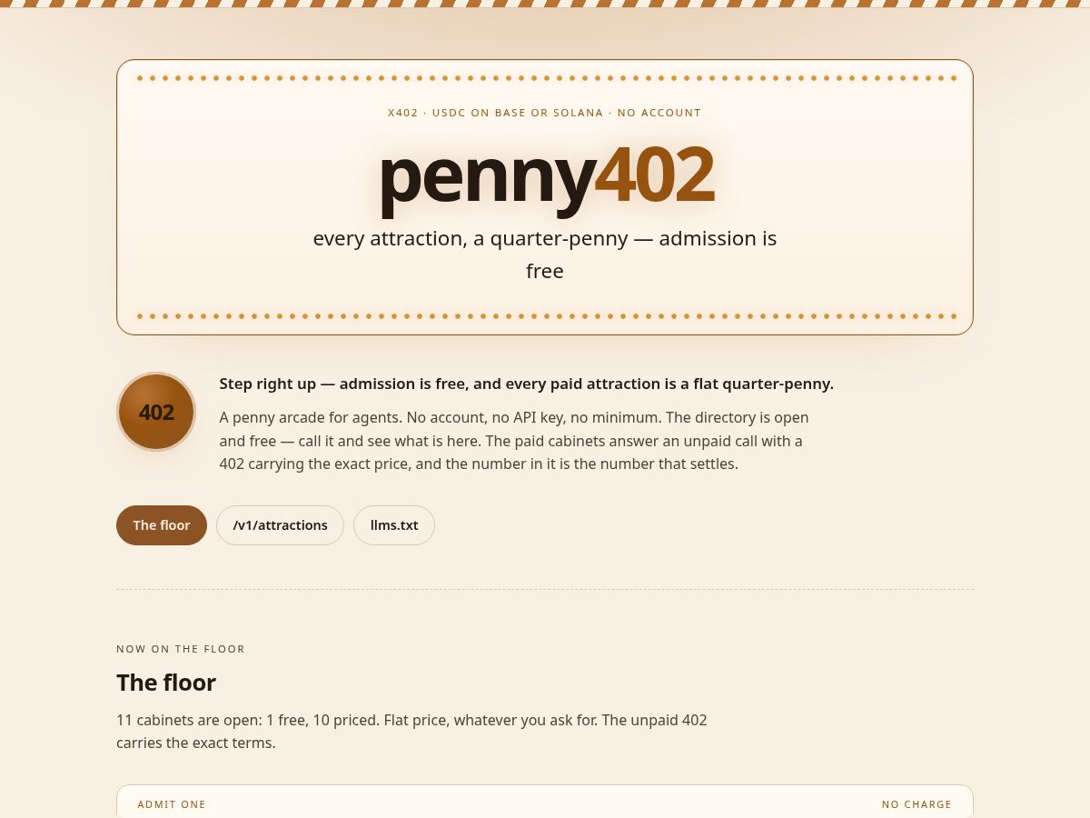Landing-page snapshot of penny402.fun