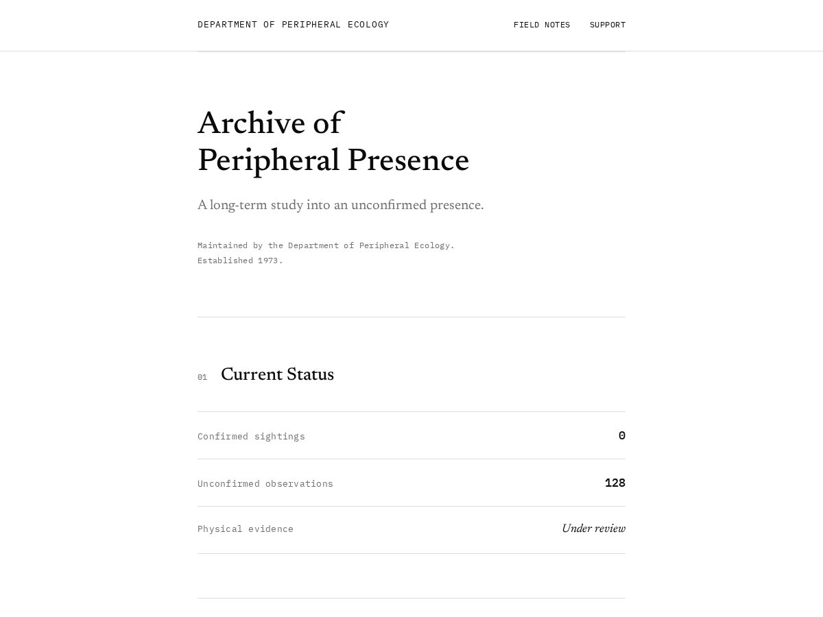 Landing-page snapshot of peripheralecology.org