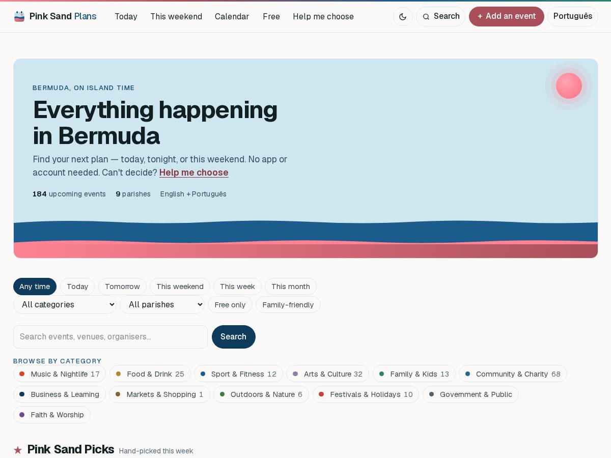 Landing-page snapshot of pinksandplans.com