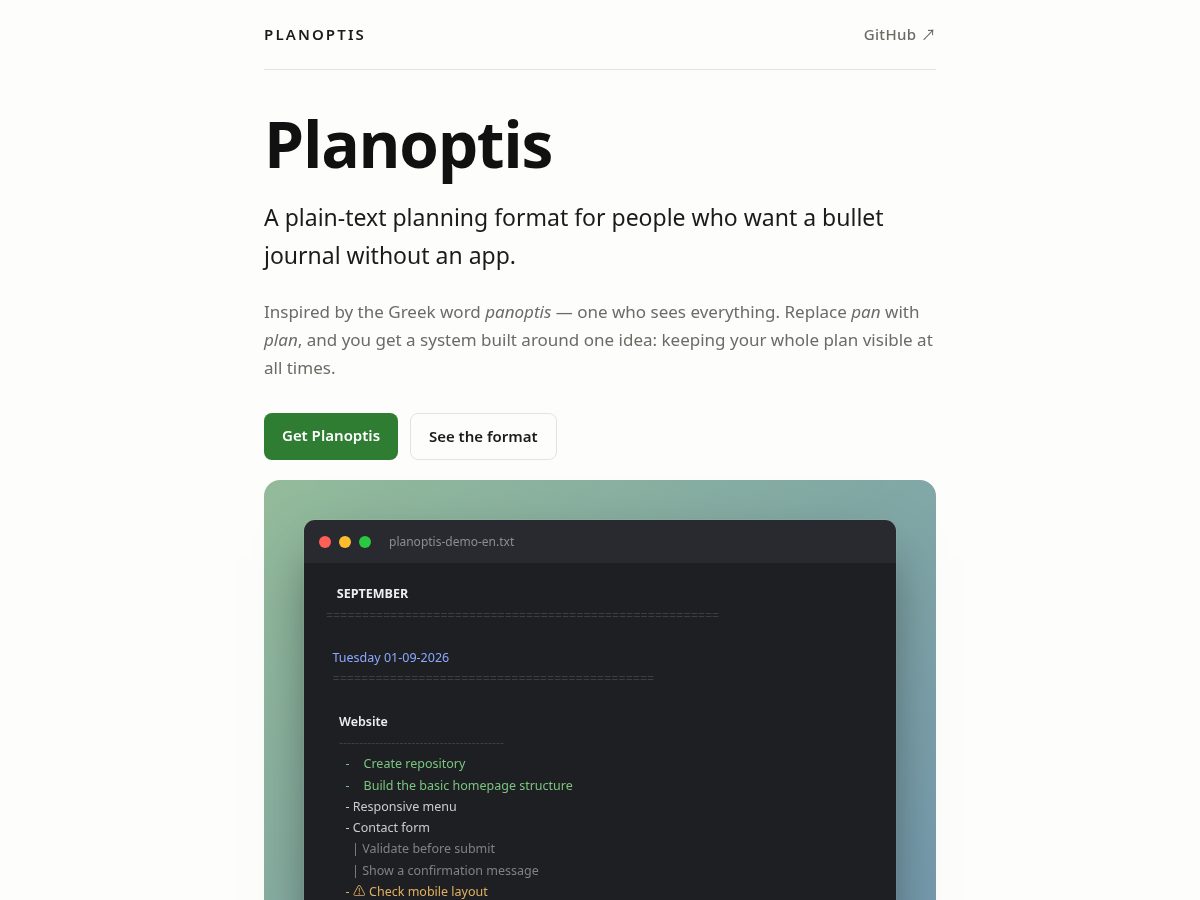 Landing-page snapshot of planoptis.com