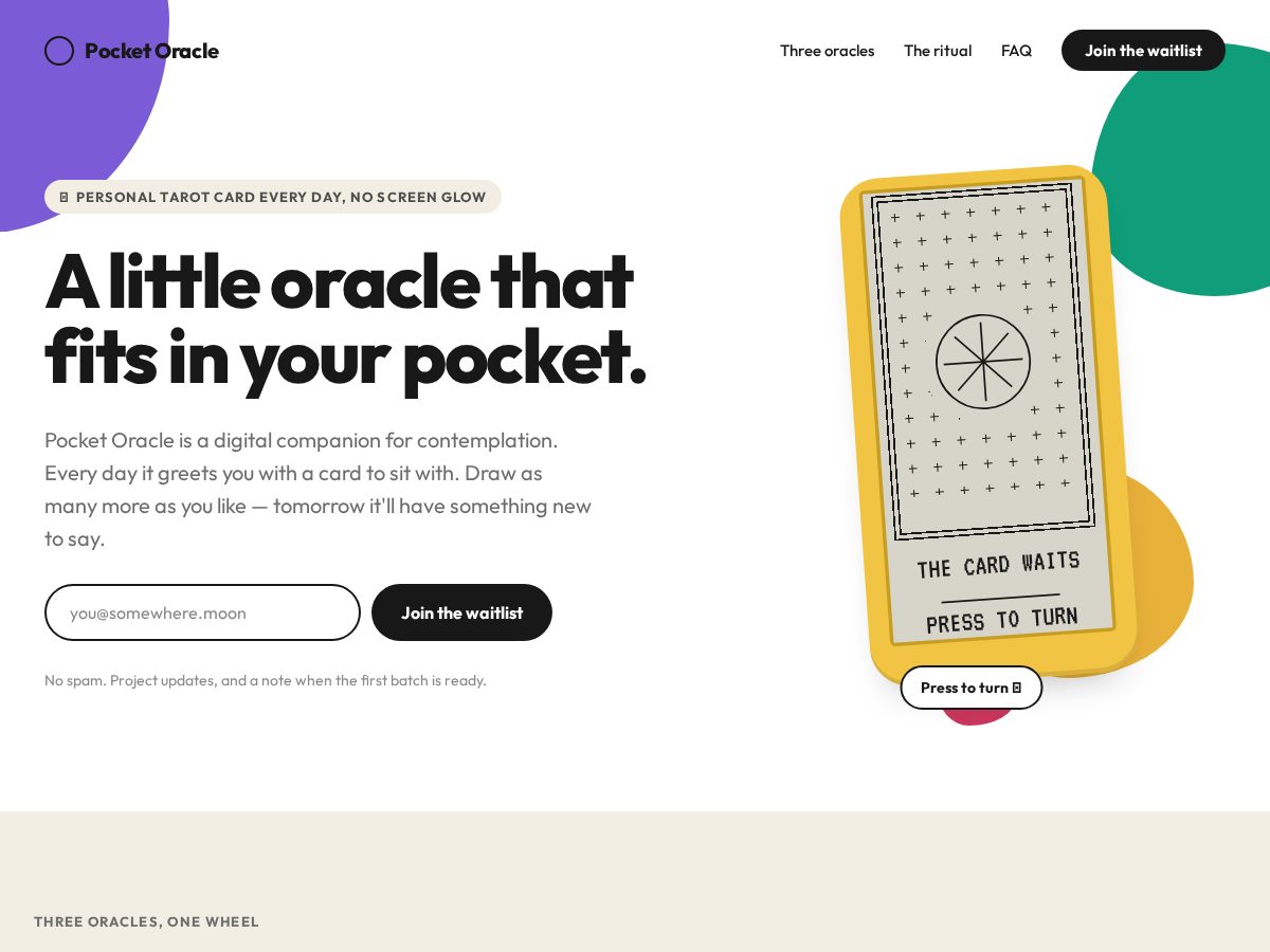 Landing-page snapshot of pocketoracle.org