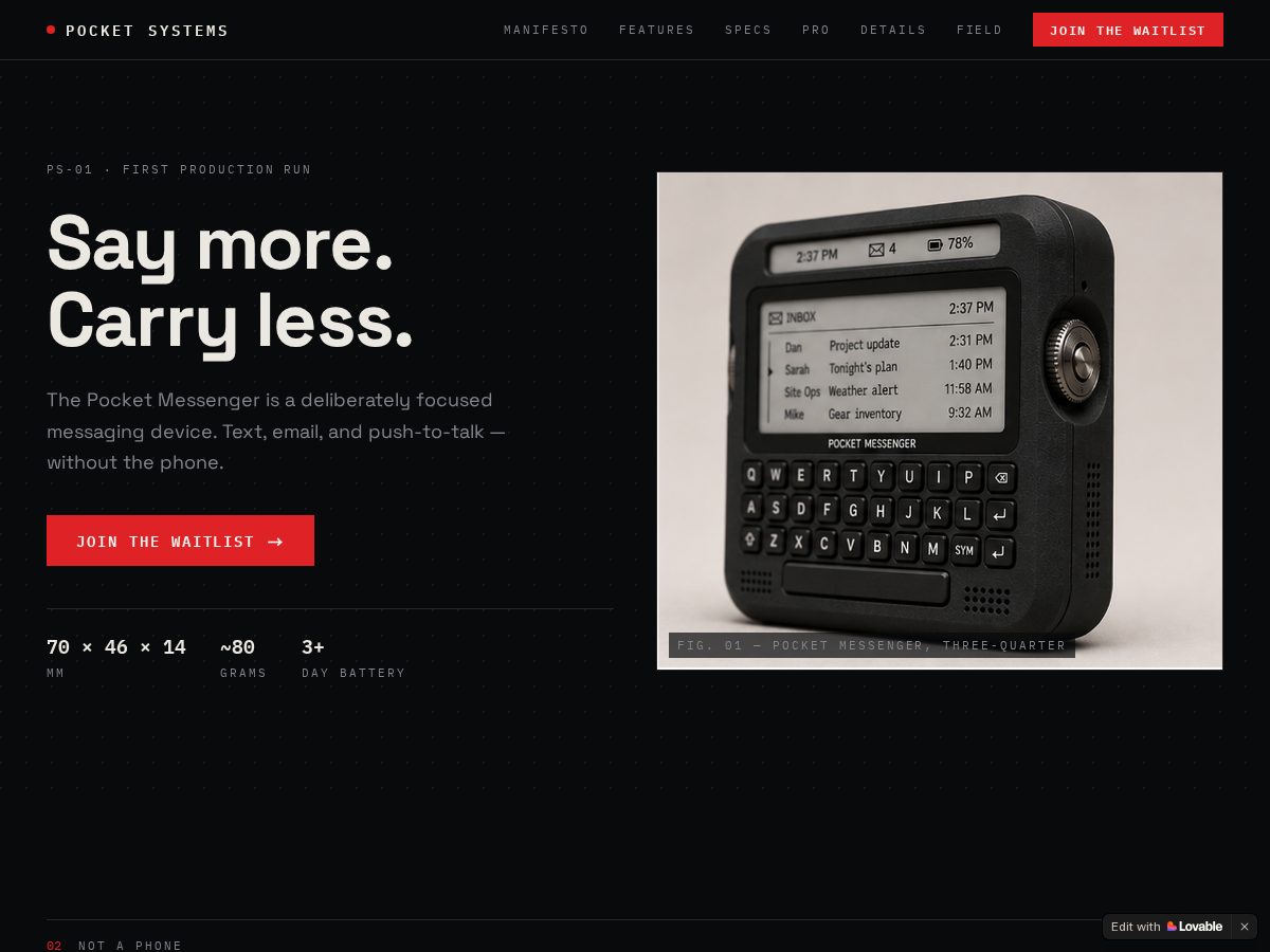 Landing-page snapshot of pocketsystems.group