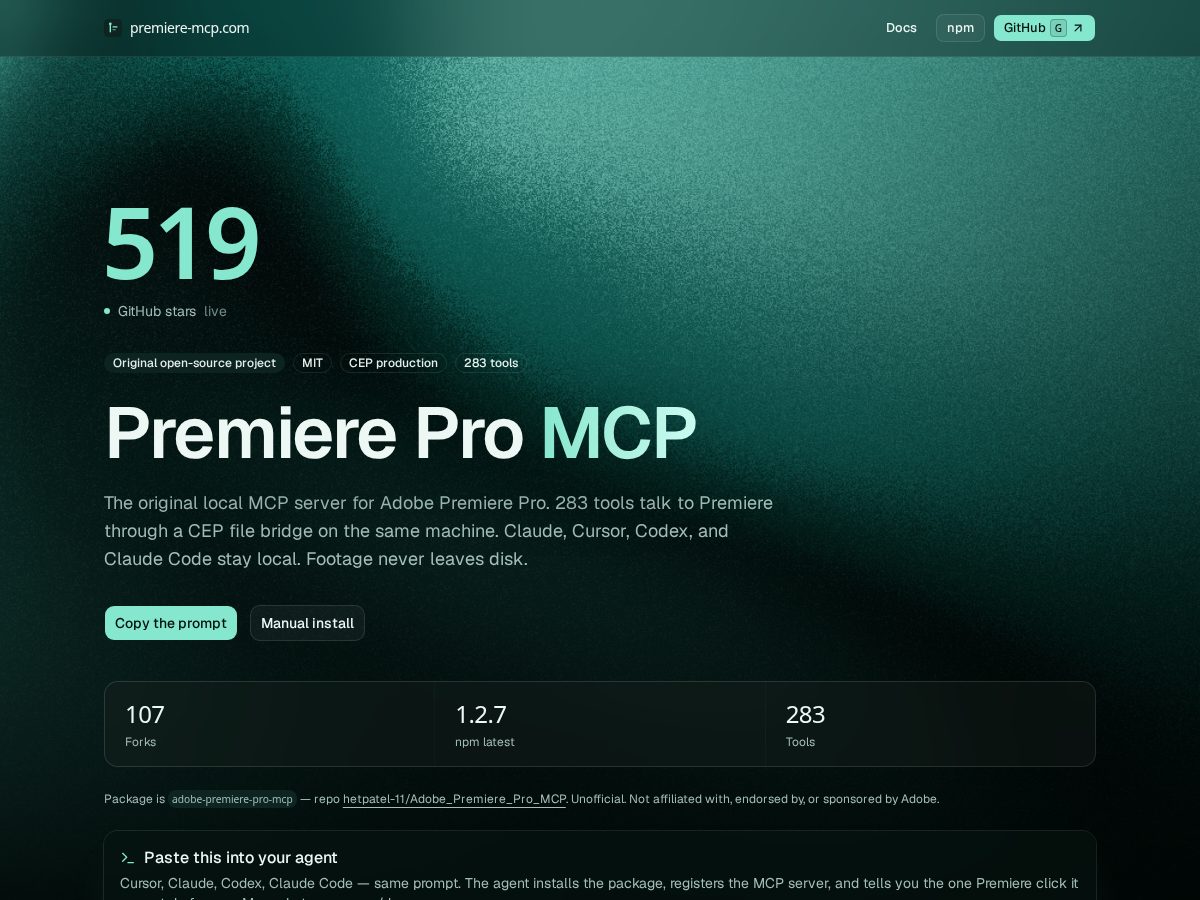 Landing-page snapshot of premiere-mcp.com
