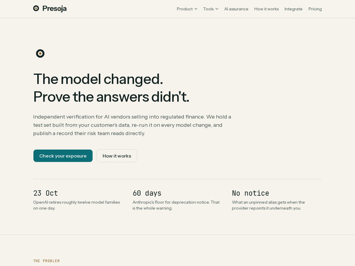 Landing-page snapshot of presoja.com