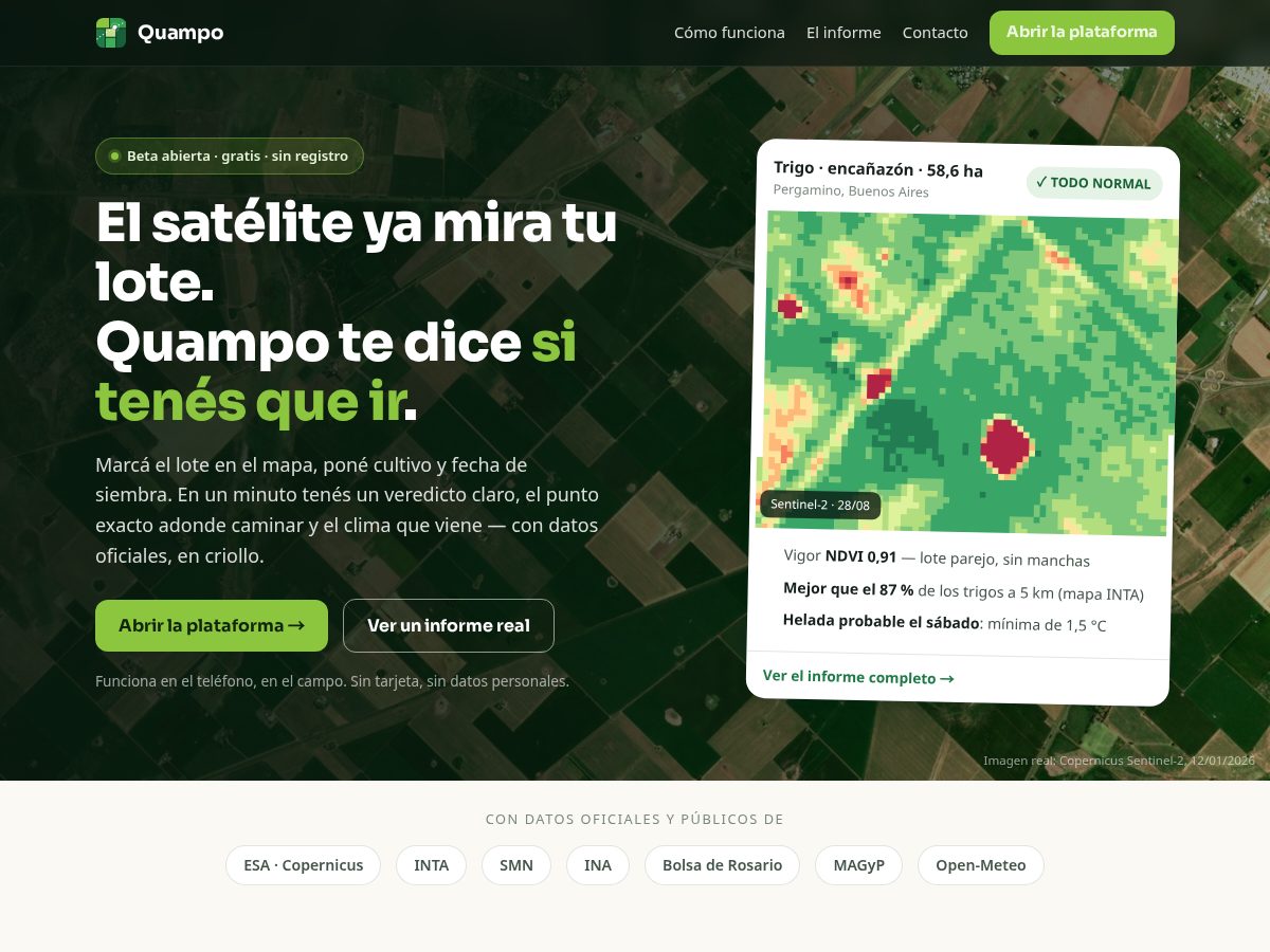 Landing-page snapshot of quampo.online