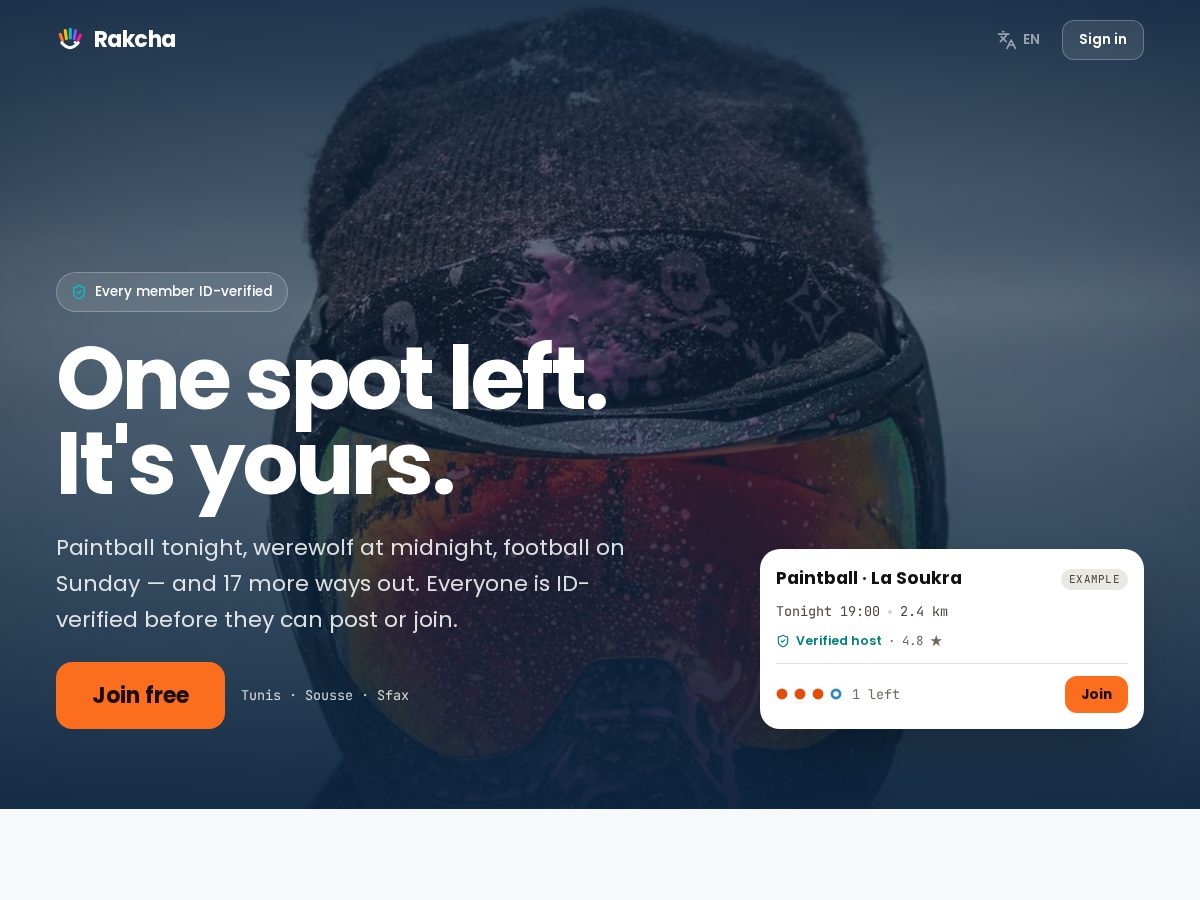 Landing-page snapshot of rakcha.net