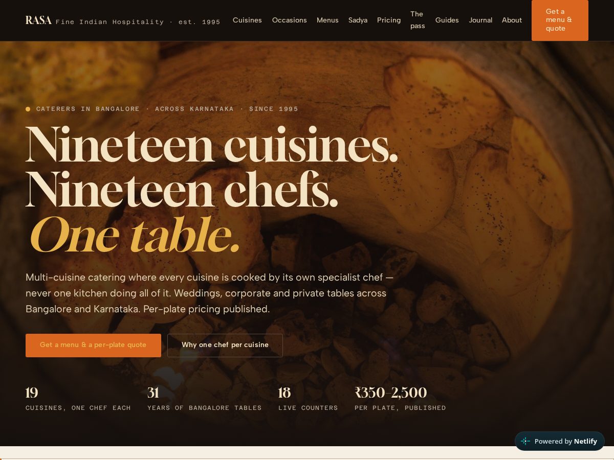 Landing-page snapshot of rasacatering.com