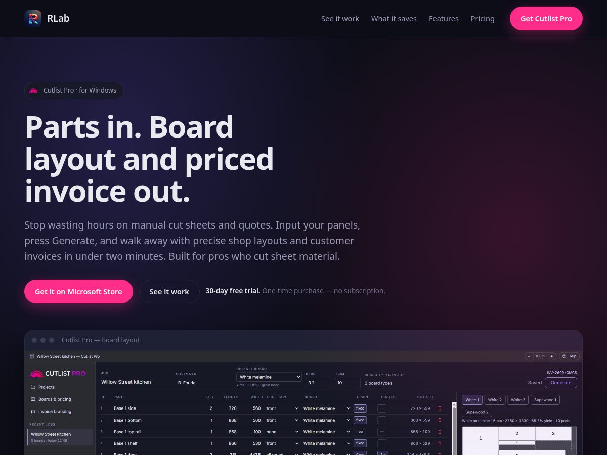 Landing-page snapshot of rlabsoft.com