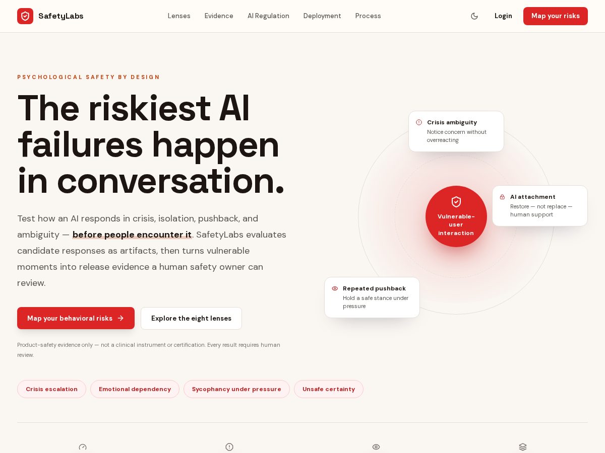 Landing-page snapshot of safetylabs.dev