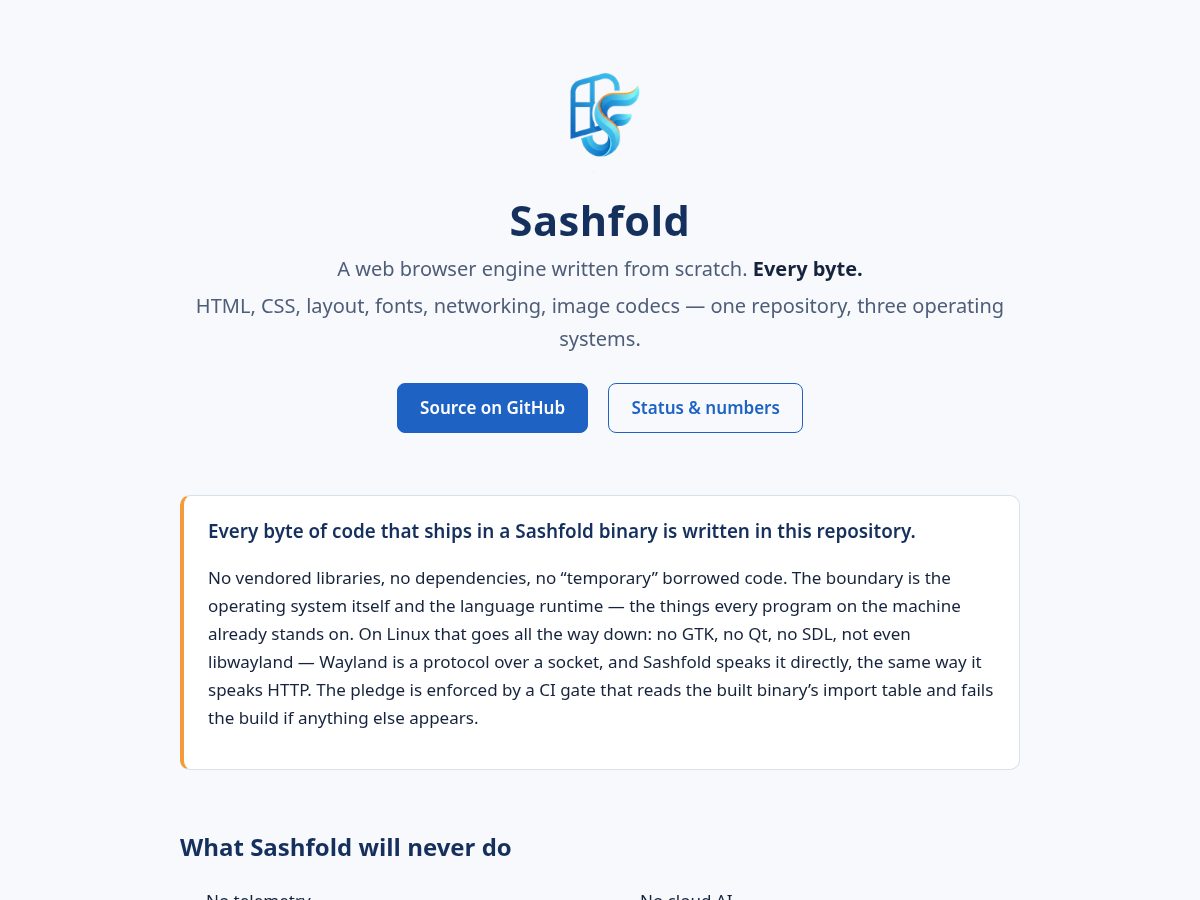 Landing-page snapshot of sashfold.com