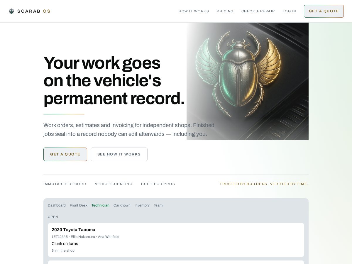 Landing-page snapshot of scarab-os.tech