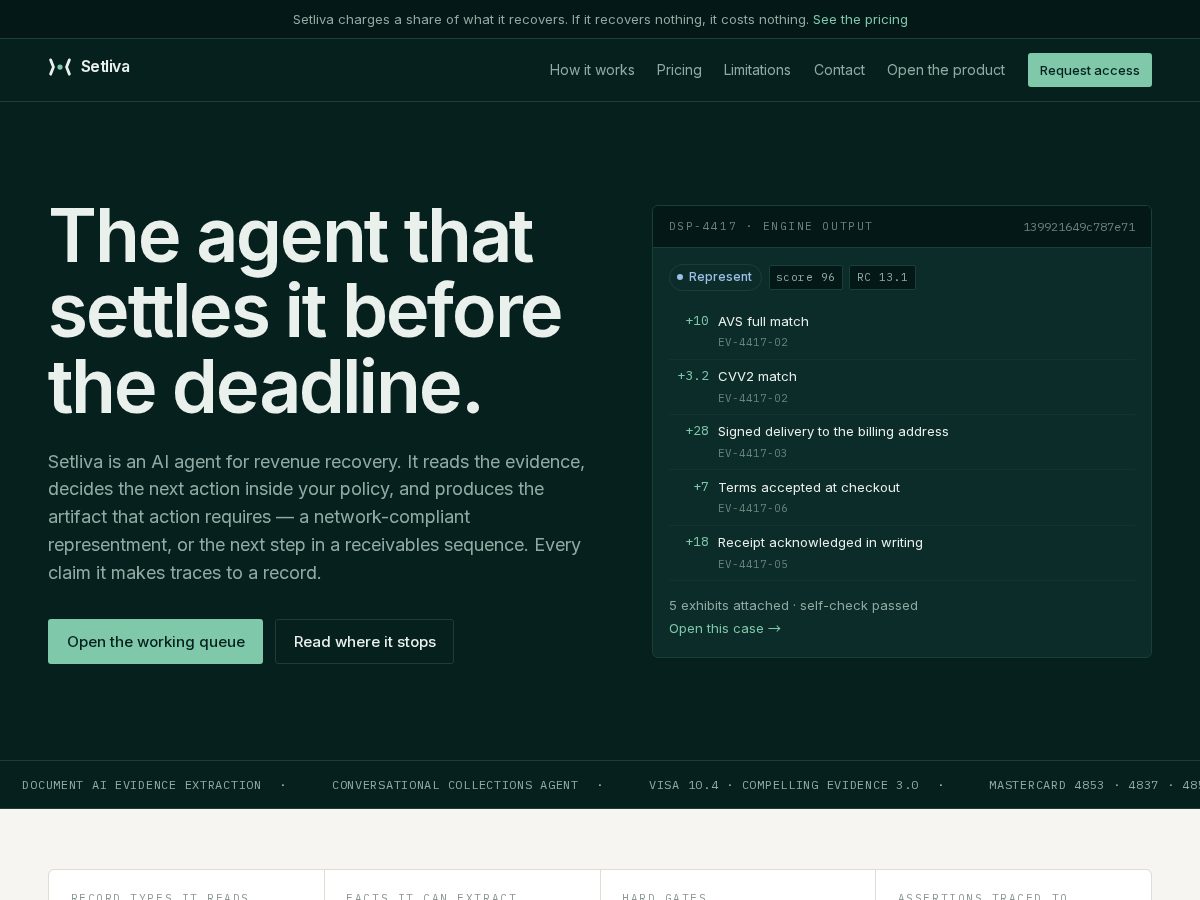 Landing-page snapshot of setliva.com