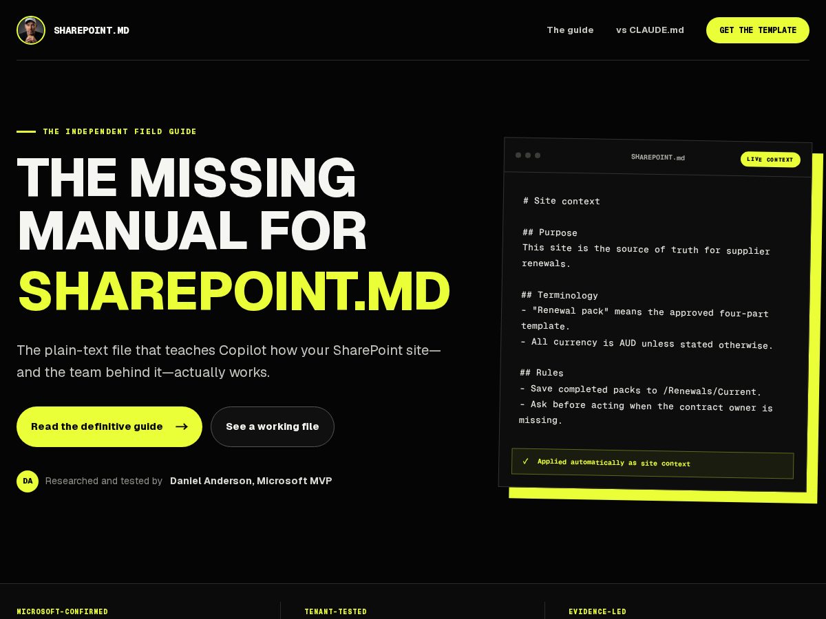 Landing-page snapshot of sharepointmd.com
