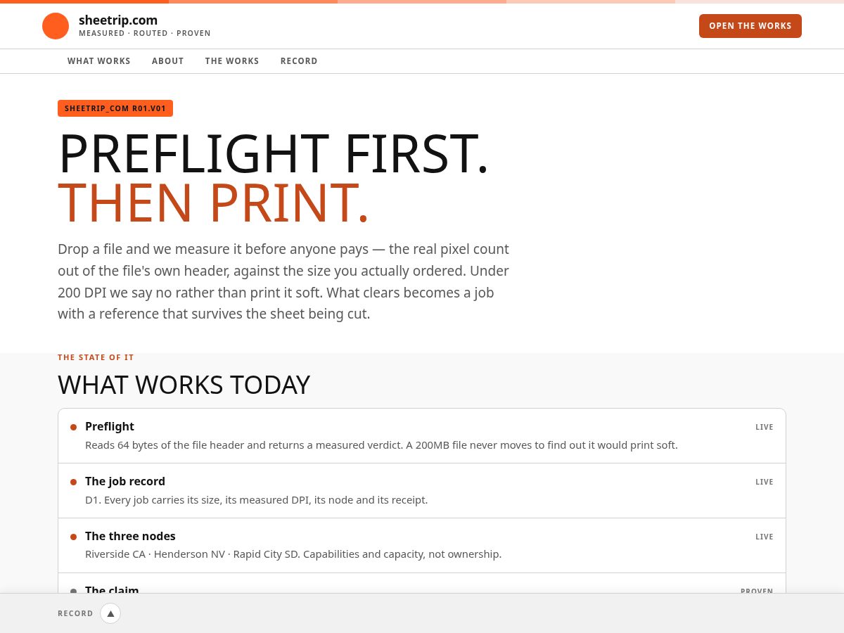 Landing-page snapshot of sheetrip.com