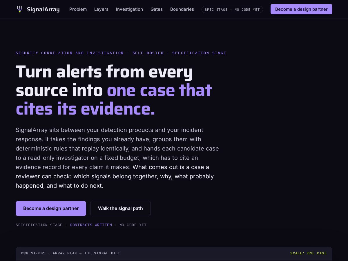 Landing-page snapshot of signalarray.tools