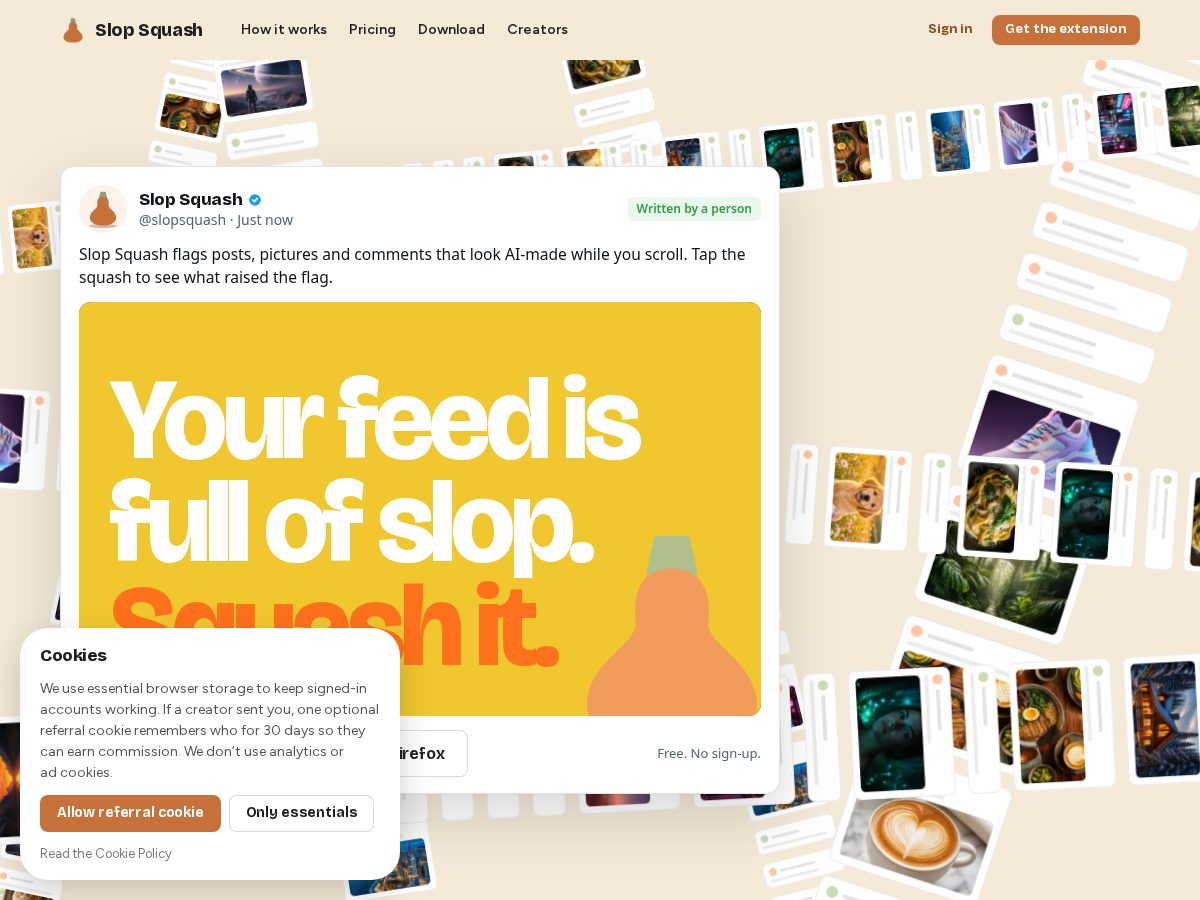 Landing-page snapshot of slopsquash.com