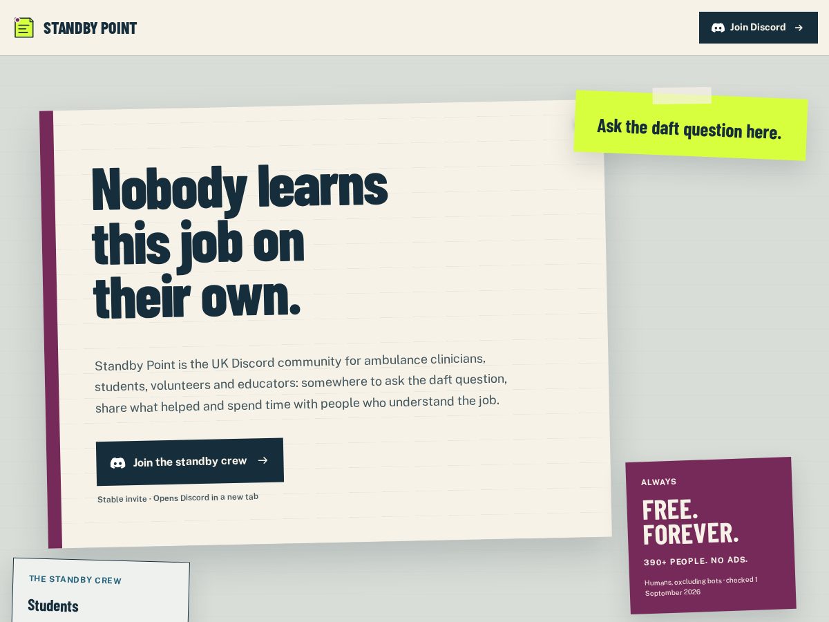 Landing-page snapshot of standbypoint.com