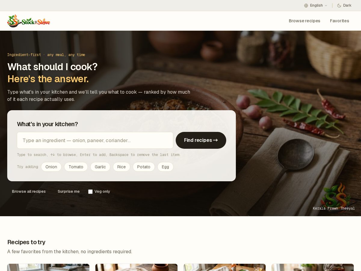 Landing-page snapshot of stocktostove.com