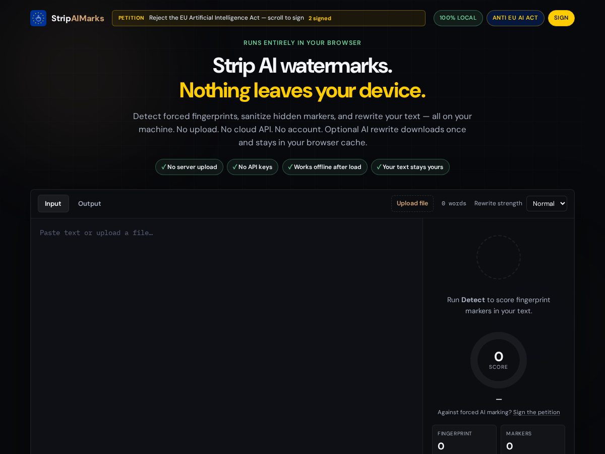 Landing-page snapshot of stripaimarks.com