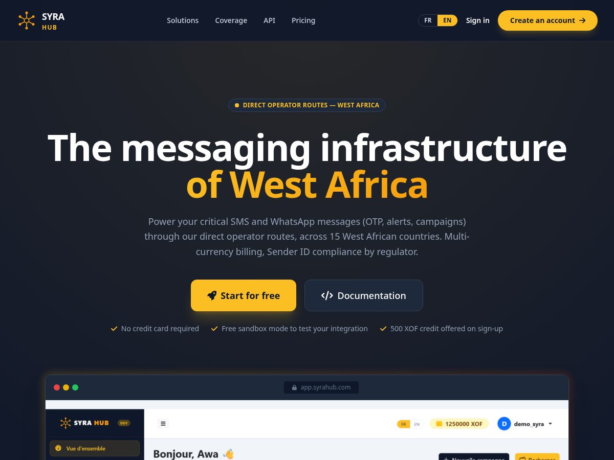 Landing-page snapshot of syrahub.com