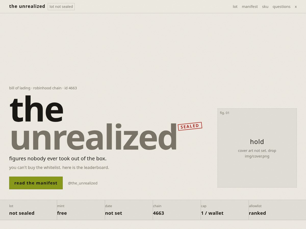 Landing-page snapshot of the-unrealized.com