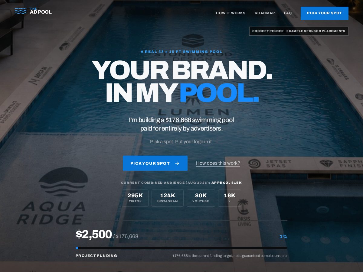 Landing-page snapshot of theadpool.com