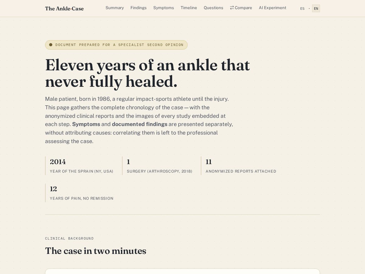Landing-page snapshot of theanklecase.com