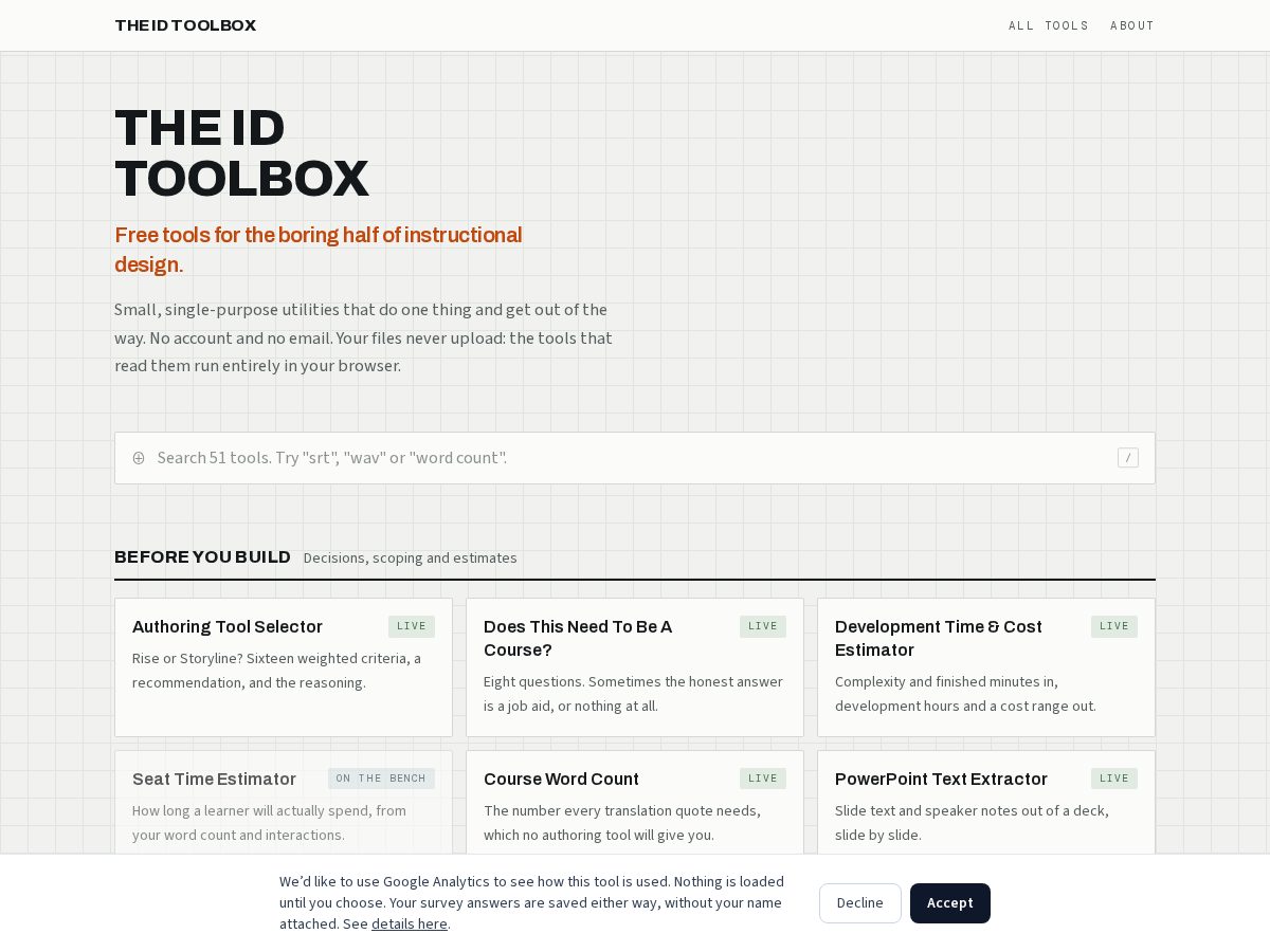 Landing-page snapshot of theidtoolbox.com