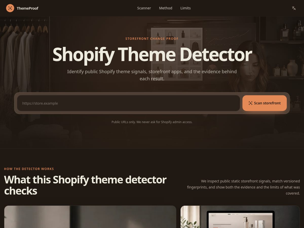 Landing-page snapshot of themeproof.pro