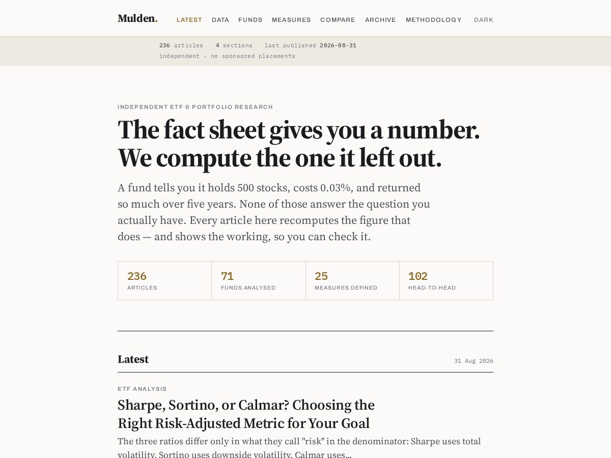 Landing-page snapshot of themulden.com