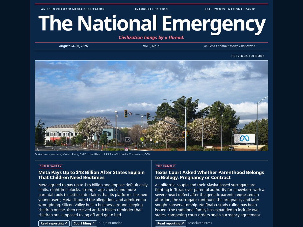 Landing-page snapshot of thenationalemergency.com