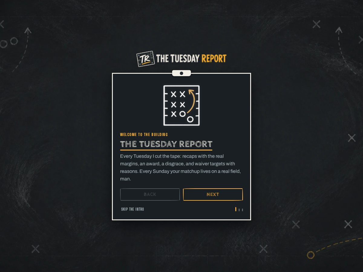 Landing-page snapshot of thetuesdayreport.com