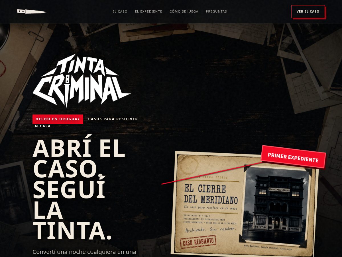 Landing-page snapshot of tintacriminal.com