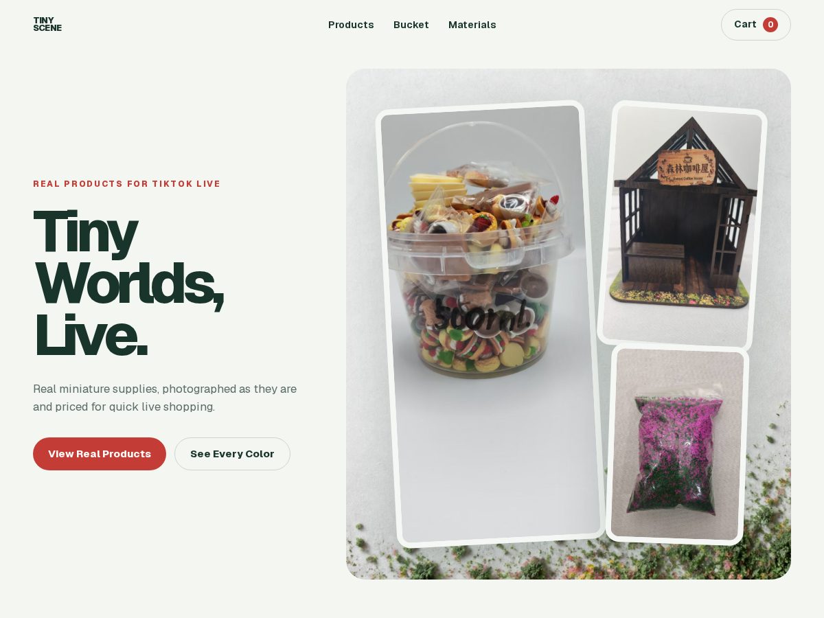 Landing-page snapshot of tinyscenemarket.com