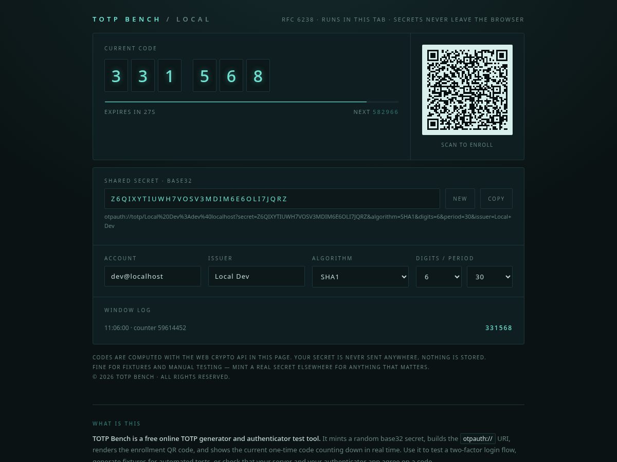 Landing-page snapshot of totpbench.com