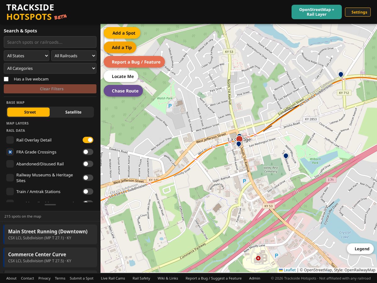 Landing-page snapshot of tracksidehotspots.com