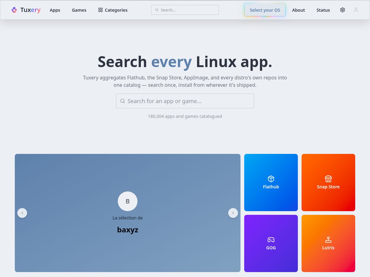 Landing-page snapshot of tuxery.store