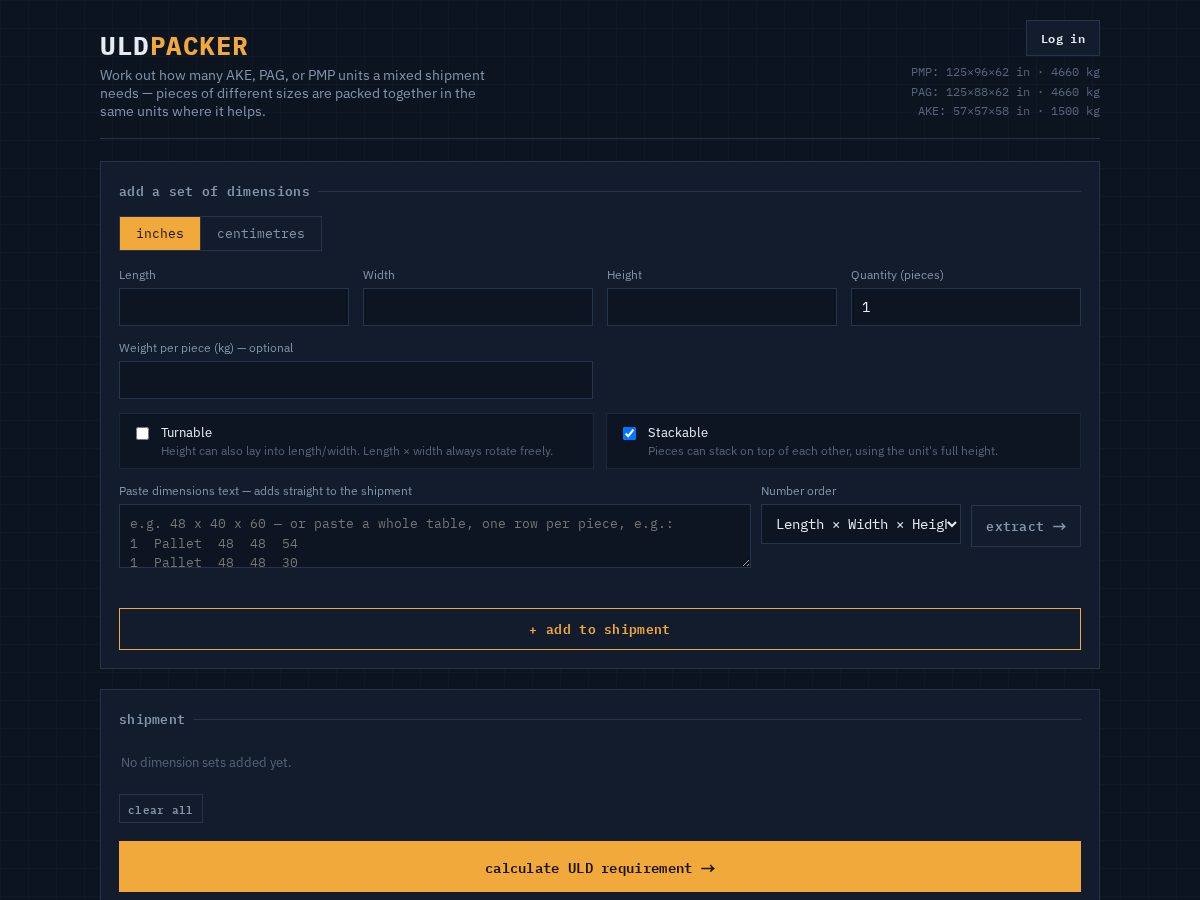 Landing-page snapshot of uldpacker.com