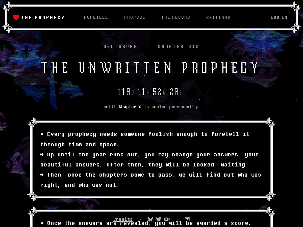 Landing-page snapshot of unwrittenprophecy.com