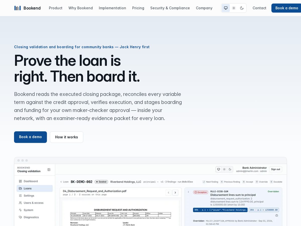 Landing-page snapshot of usebookend.com