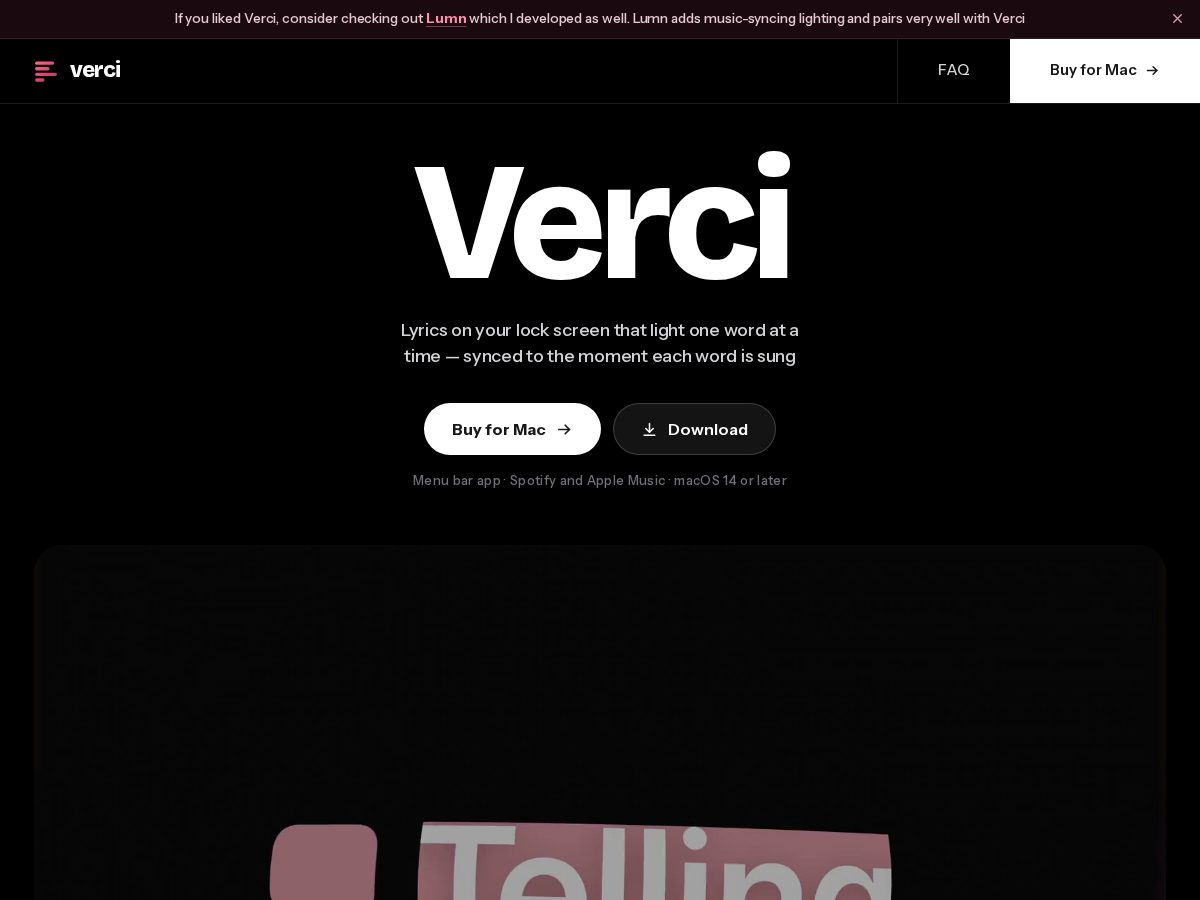 Landing-page snapshot of verci.xyz