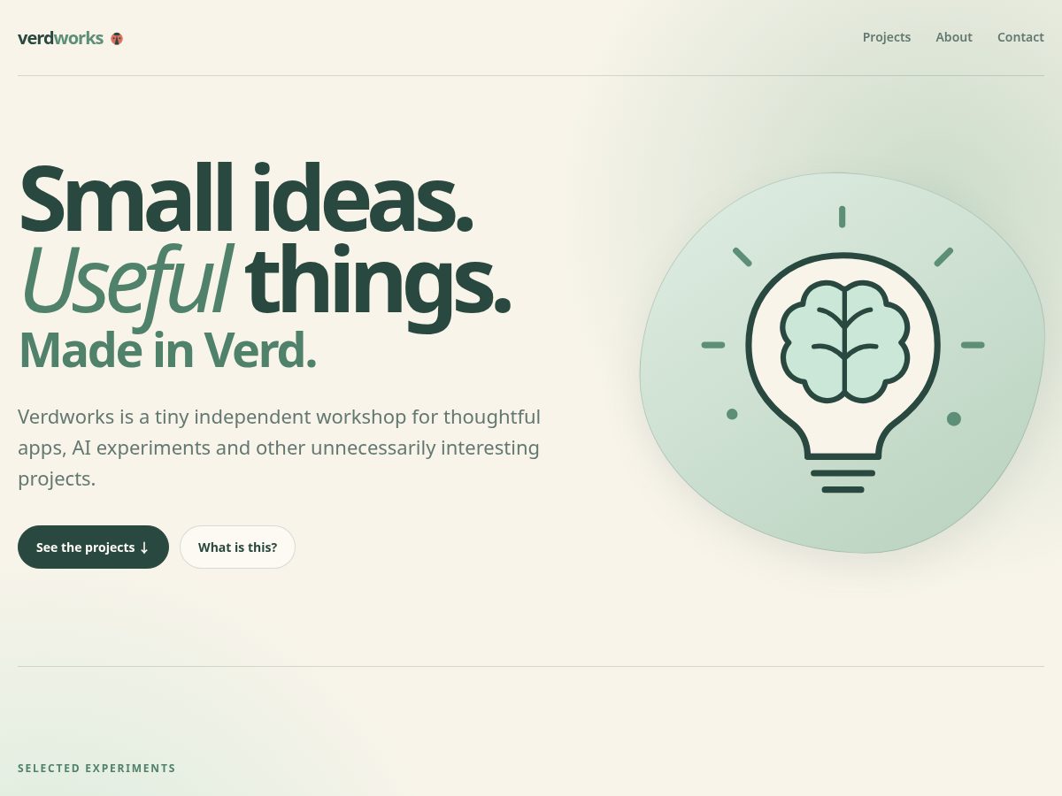 Landing-page snapshot of verdworks.com